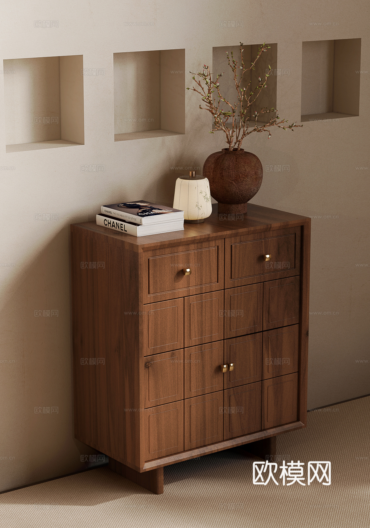 新中式玄关柜 新中式边柜 宋氏边柜 宋氏玄关柜su模型