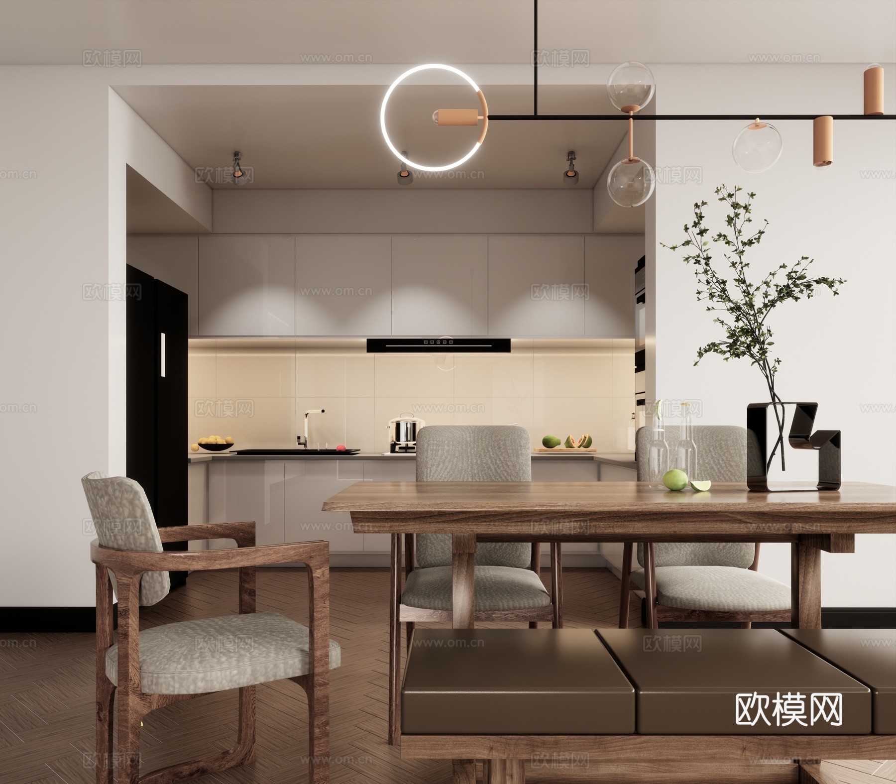 现代奶油风su模型