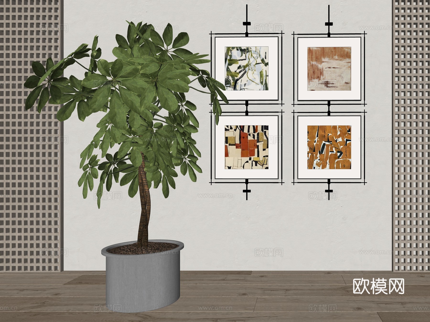 现代室内绿植盆栽植物su模型