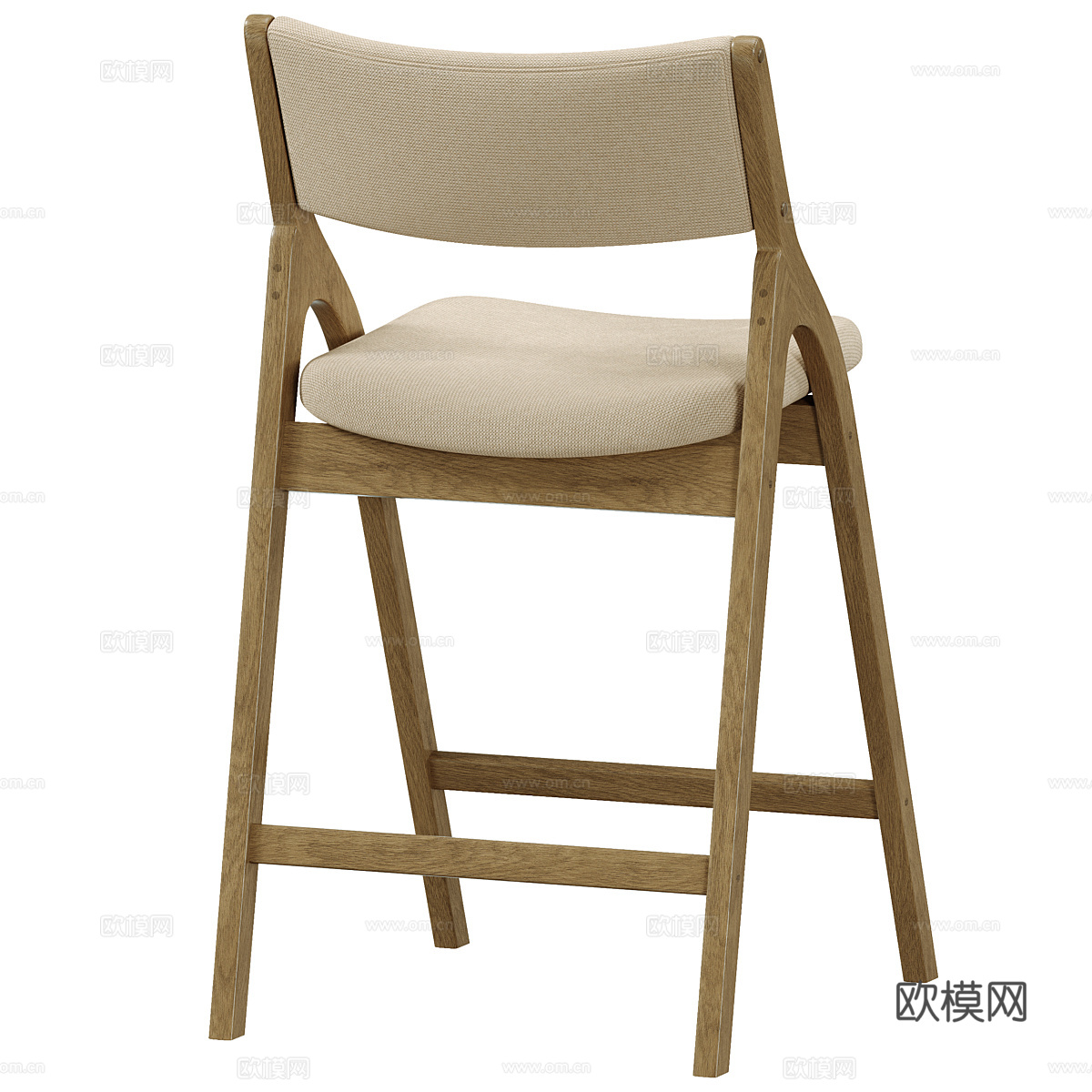 新中式木质吧台椅3d模型下载（渲染图4）