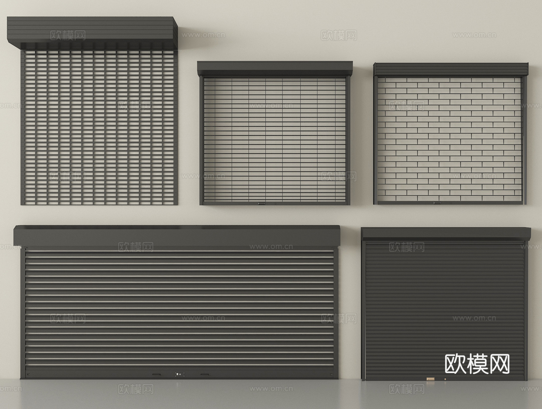 现代卷帘门 卷闸门 车库门 仓库门 防盗门su模型