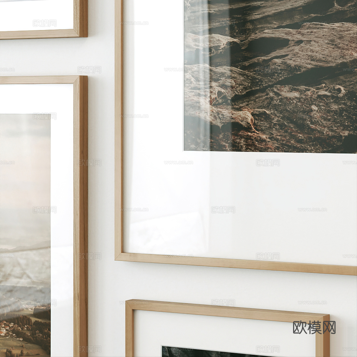 现代北欧原木风装饰挂画3d模型下载（渲染图2）