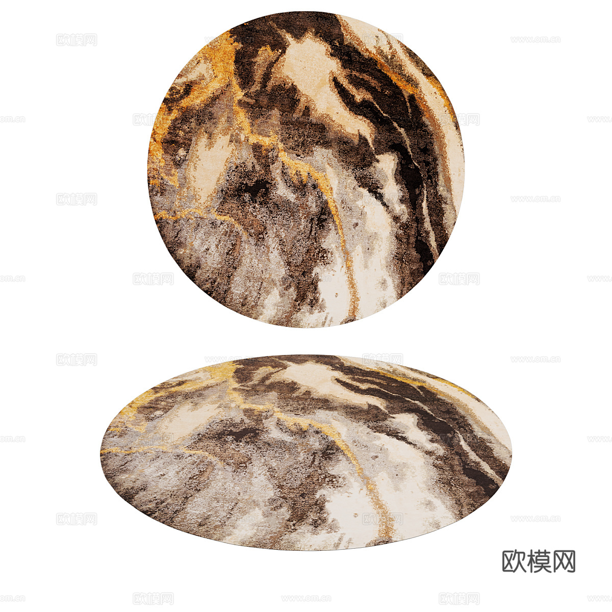 新中式简约地毯 地毯 简约地毯 圆形地毯 造型地毯3d模型下载