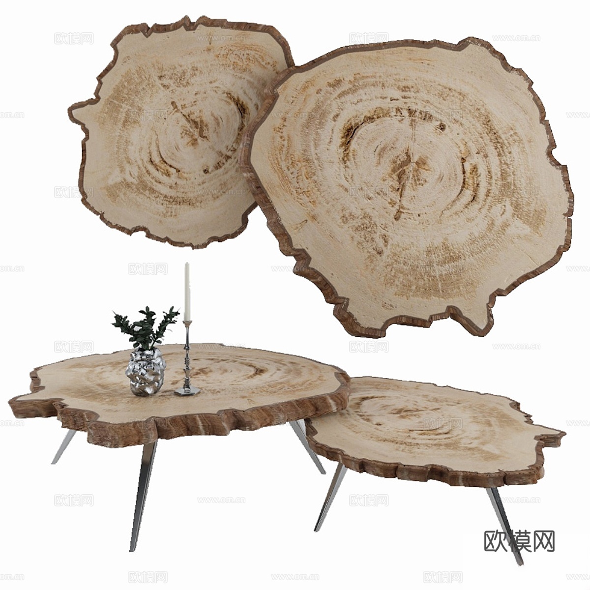 石板桌组 3.3d模型下载