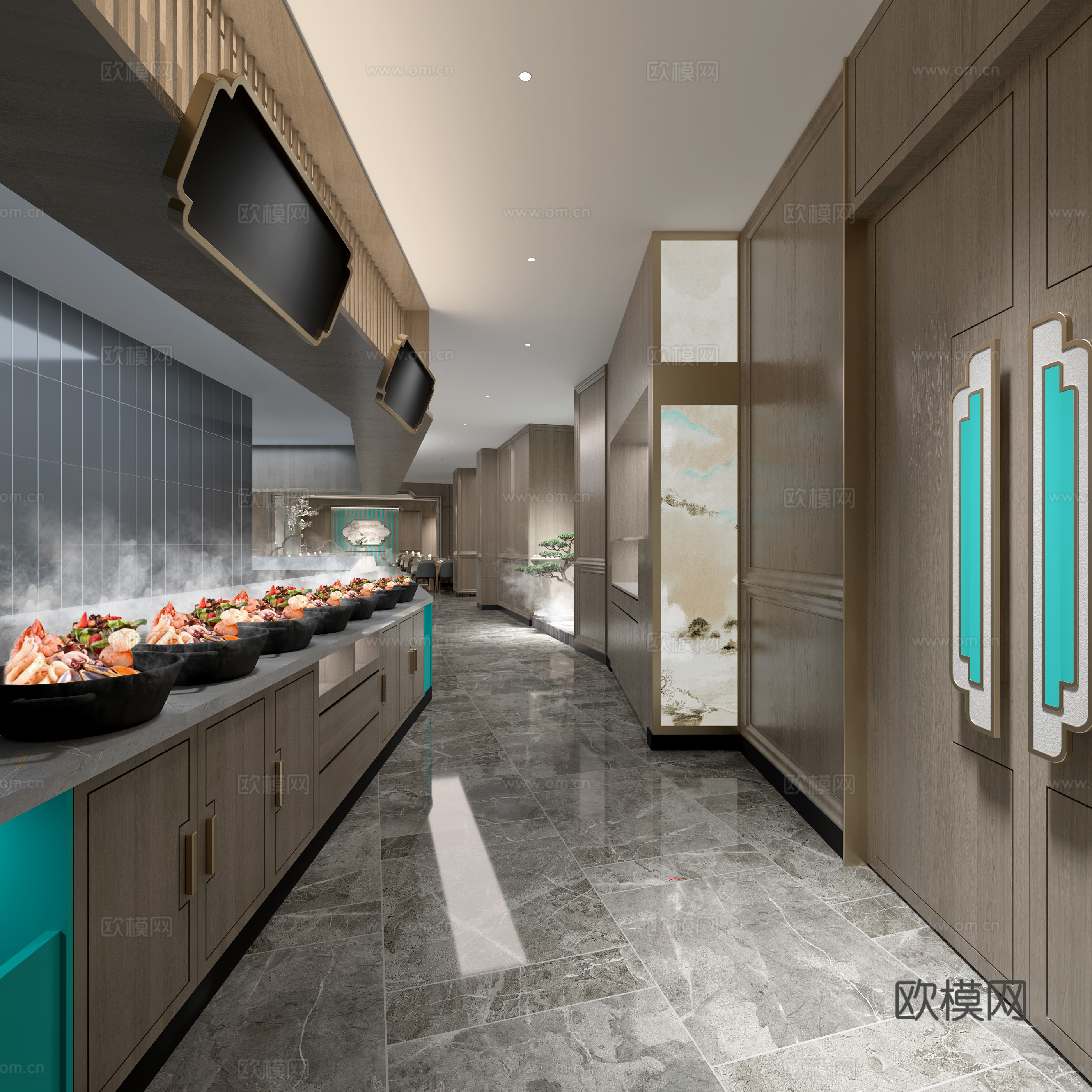 新现代中式火锅店3d模型下载（渲染图5）