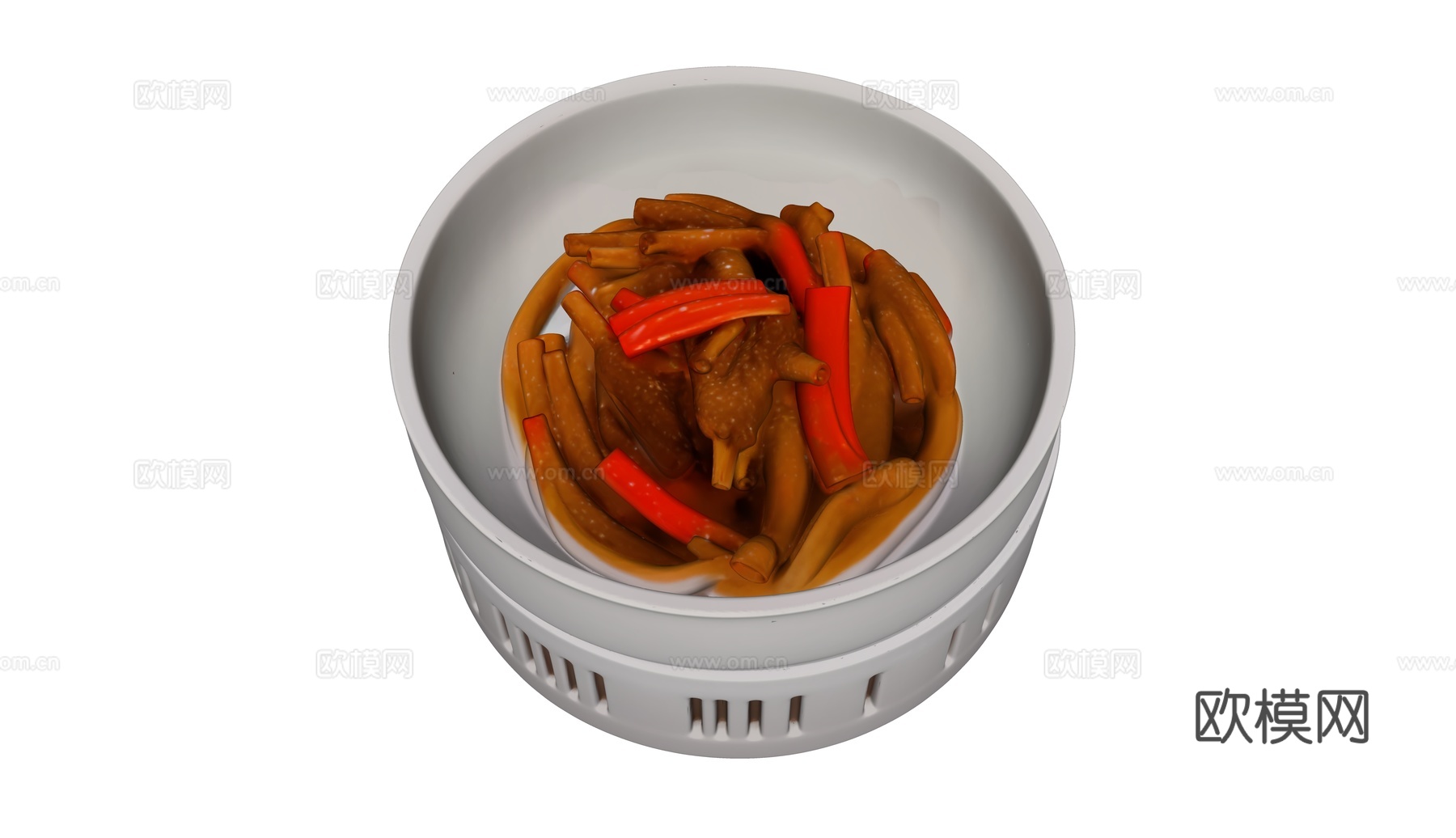 一盆红烧茄子条su模型