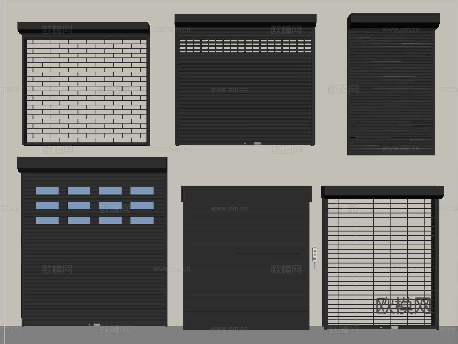 现代卷帘门 卷闸门 车库门 仓库门 防盗门su模型