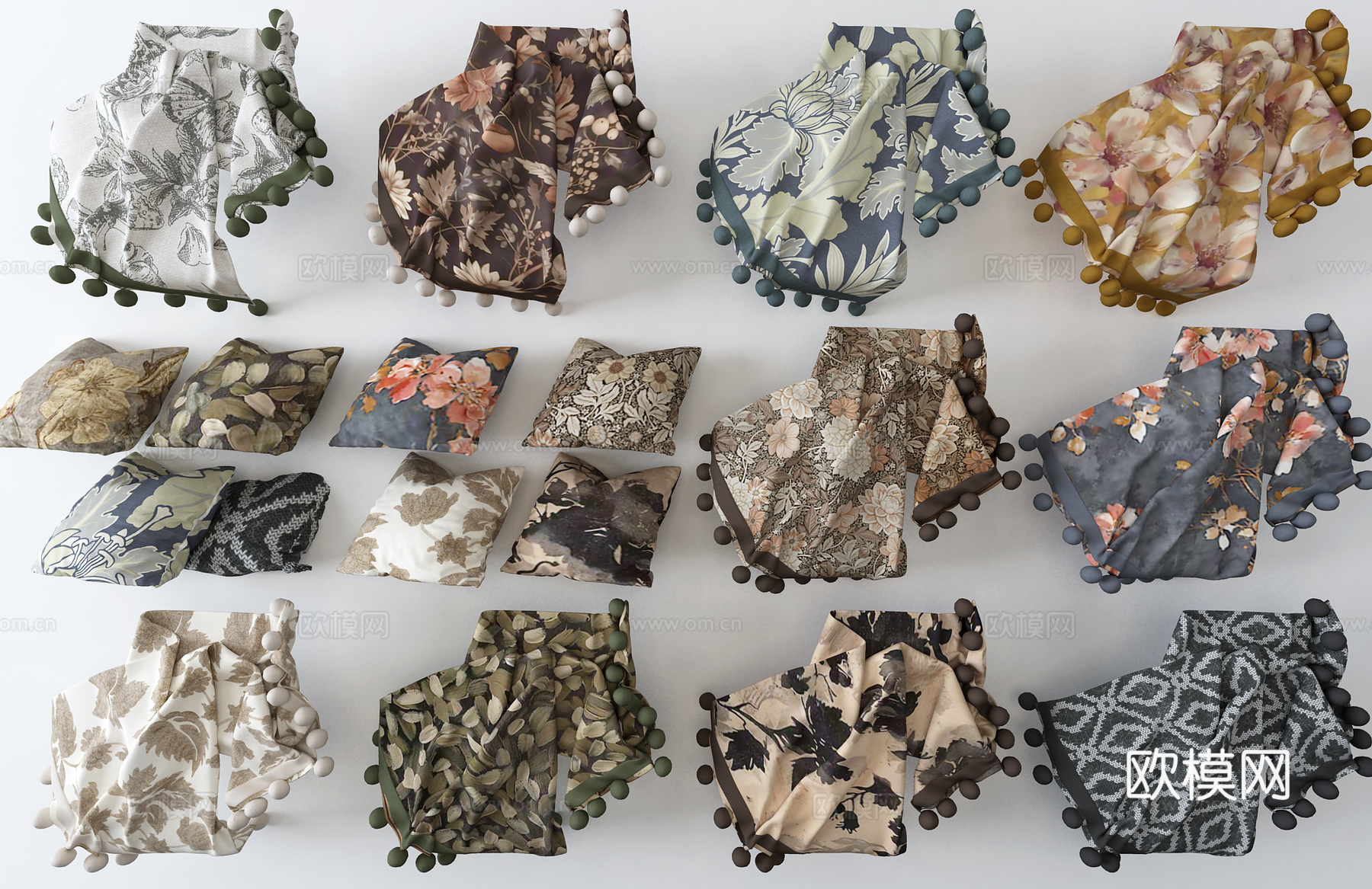 抱枕沙发毯3d模型下载