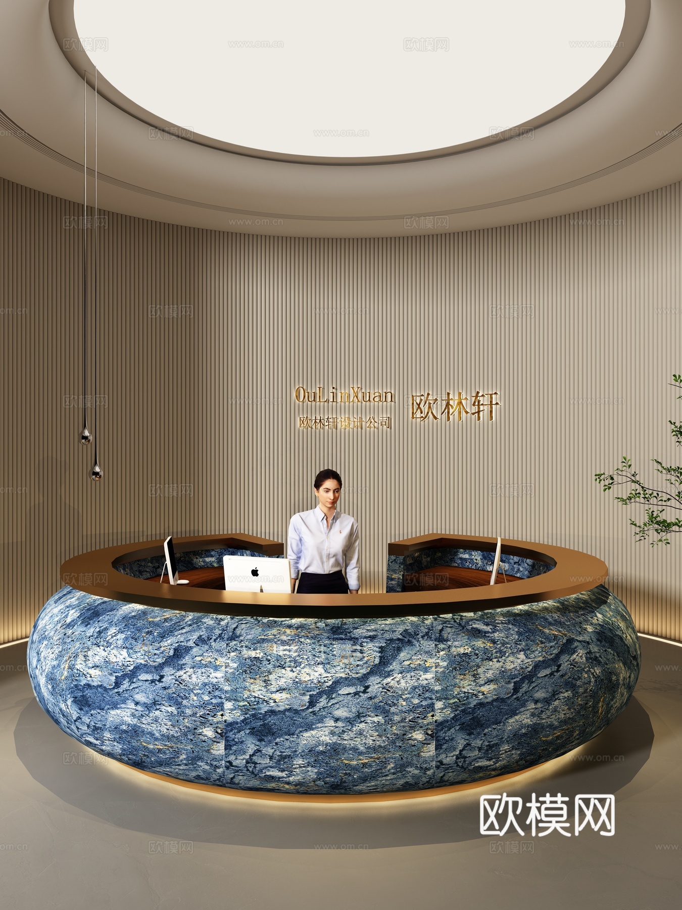 现代高端定制前台接待台吧台收银台3d模型下载（渲染图3）