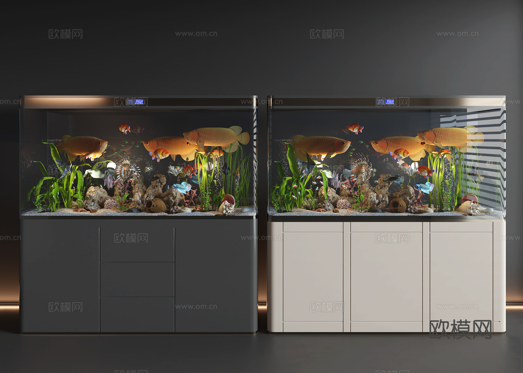 现代鱼缸3d模型下载