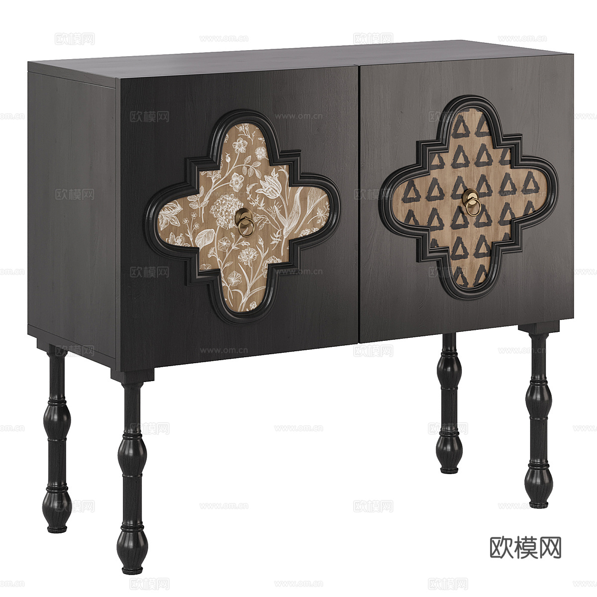 法式中古风装饰柜 边柜 矮柜 斗柜3d模型下载（渲染图1）