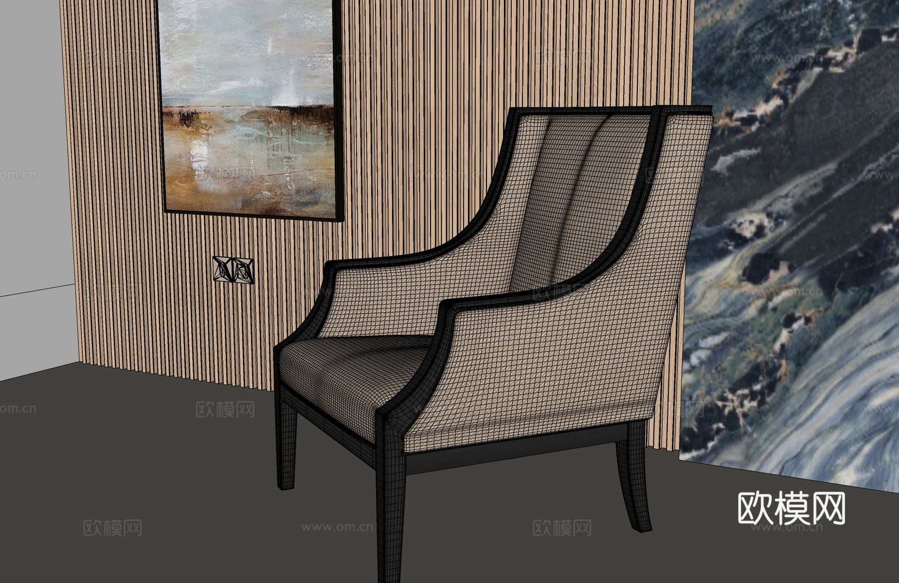 现代美式休闲椅 美式休闲椅su模型