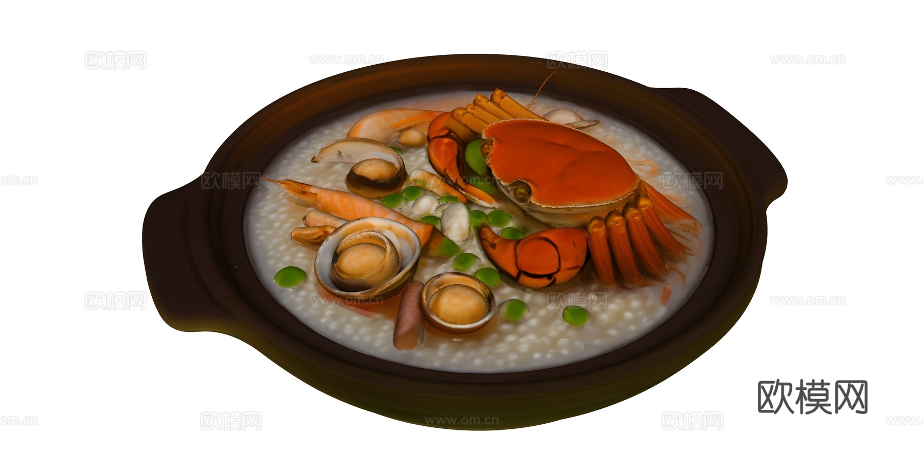 一碗砂锅螃蟹海鲜粥su模型