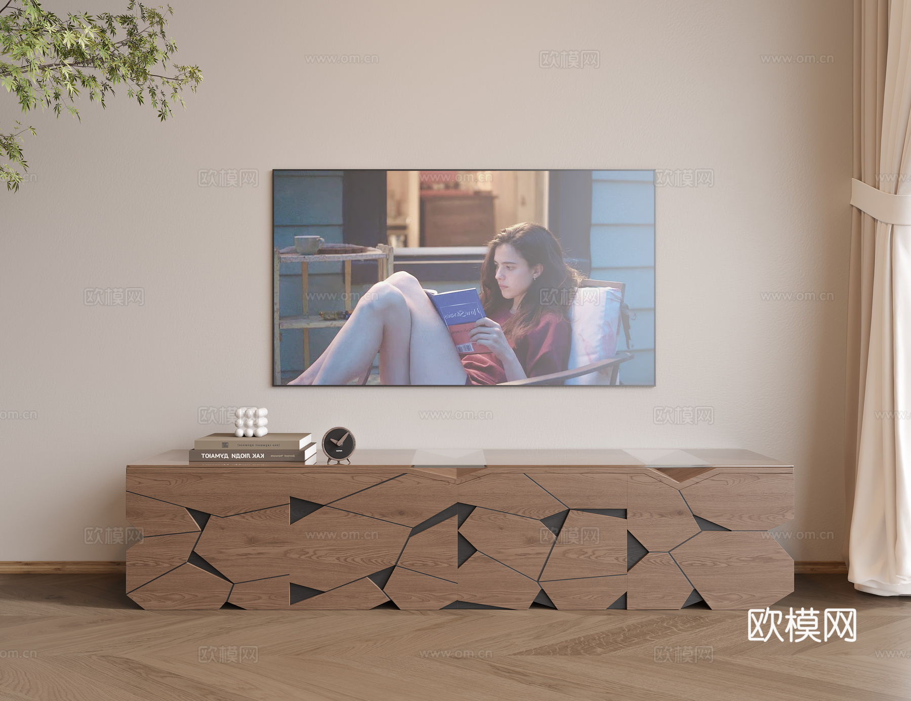 中古复古电视柜 成品 落地su模型