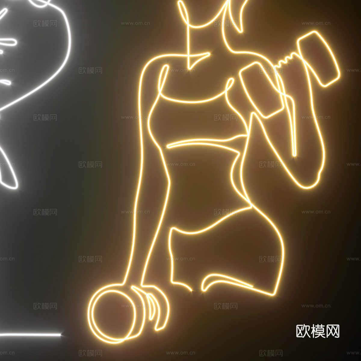 功夫 空手道 健身房霓虹灯3d模型下载（渲染图3）