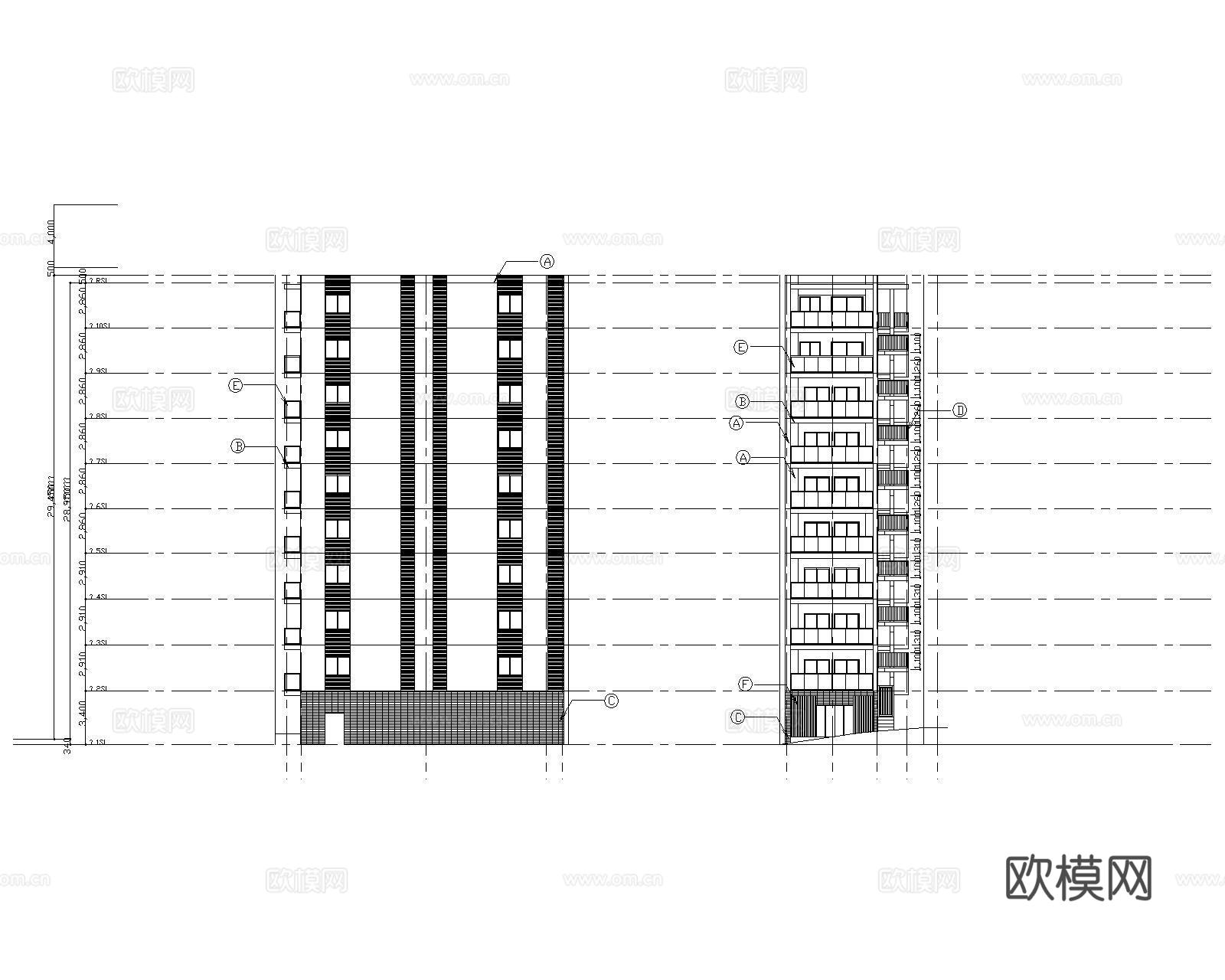 高层公寓建筑cad施工图