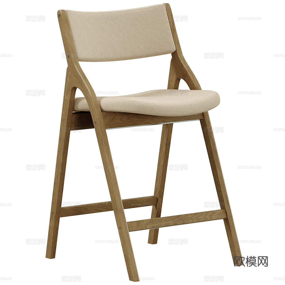 新中式木质吧台椅3d模型下载（渲染图5）