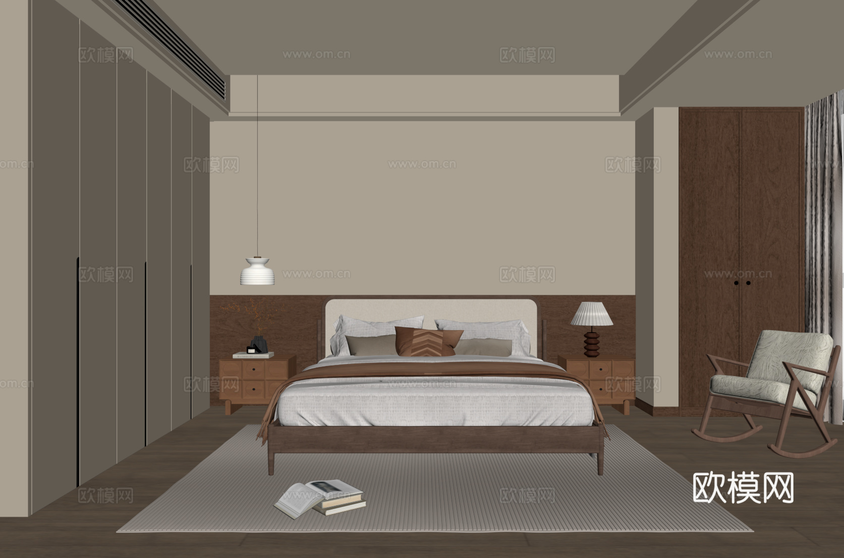 中古风卧室su模型