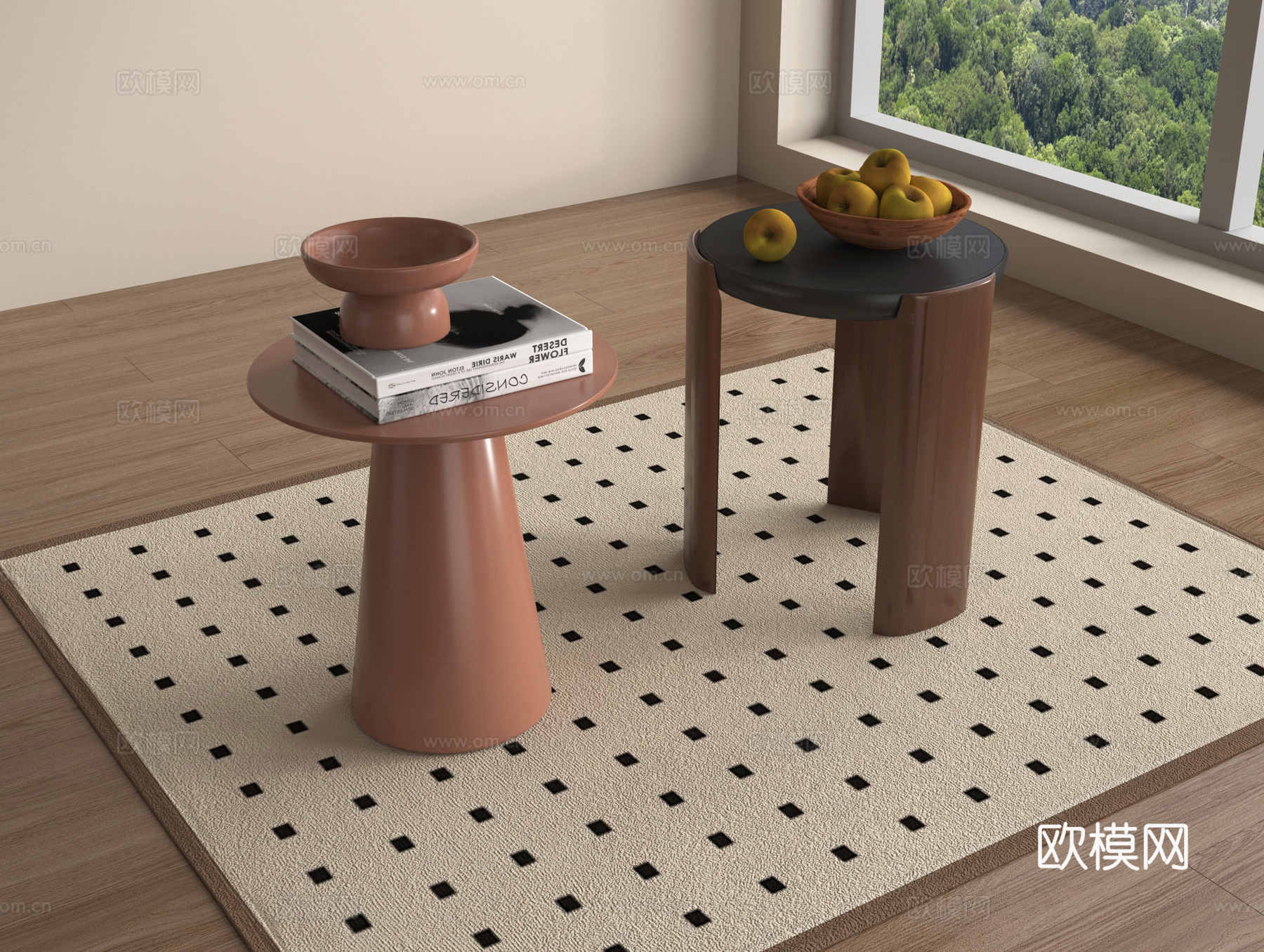 中古侘寂风边几 小几 摆件3d模型下载