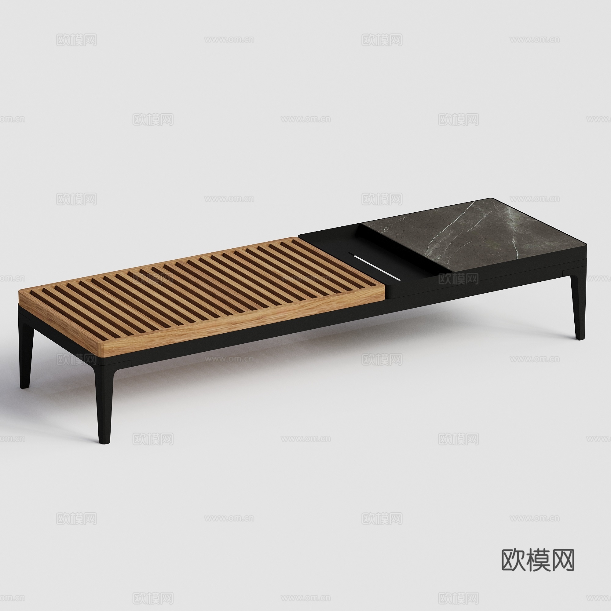 gloster  - 现代户外长凳 柚木金属餐凳 换鞋凳su模型