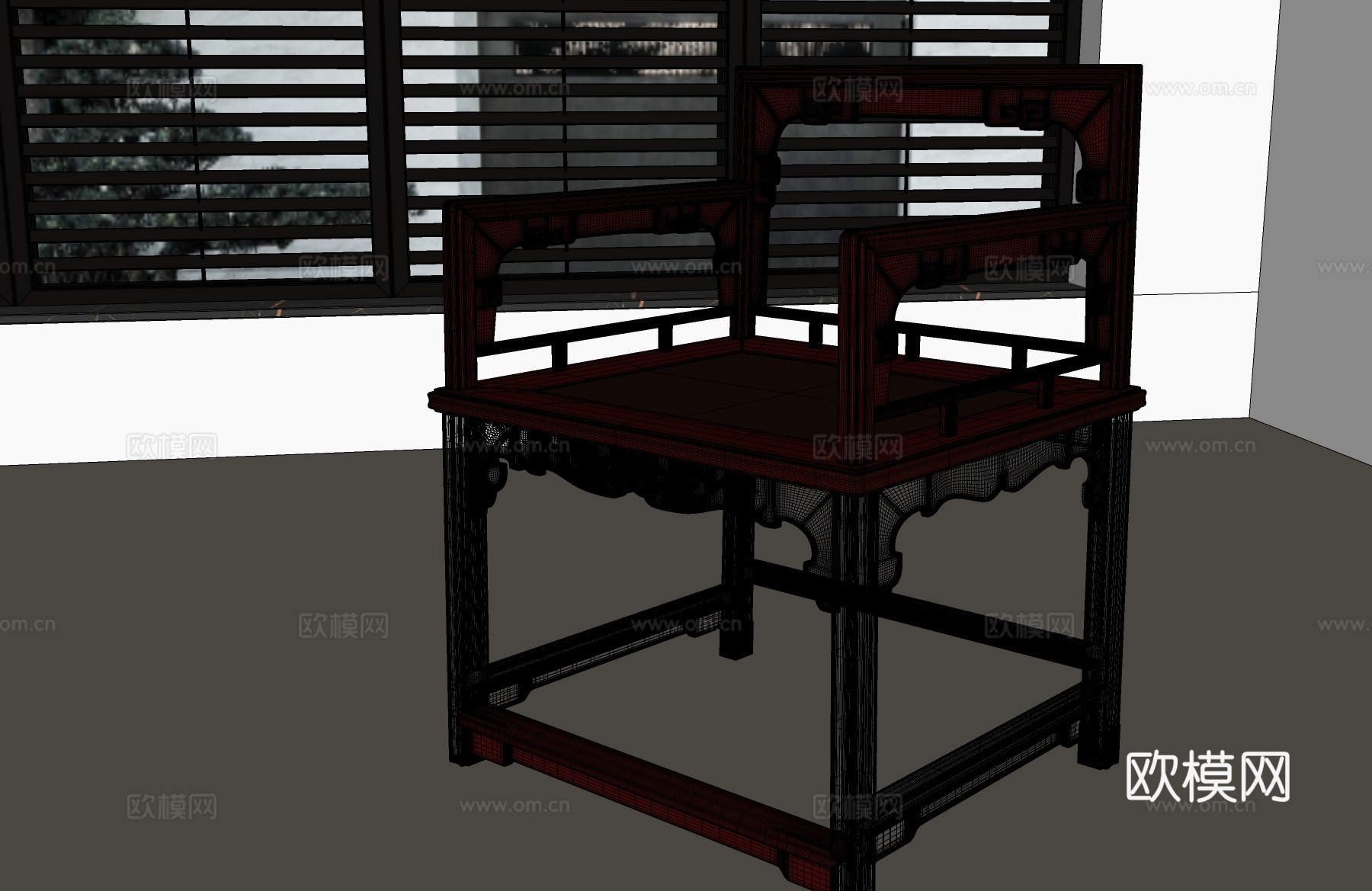 新中式休闲椅 中式休闲椅 新中式亚克力休闲椅su模型