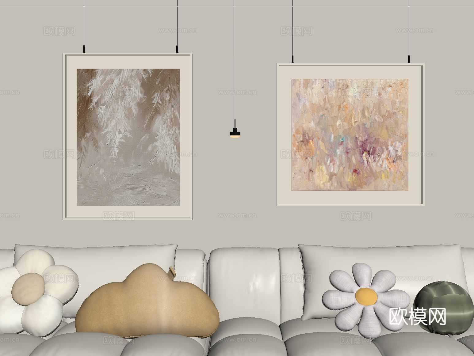 现代抽象艺术挂画 油画 肌理画 装饰画su模型