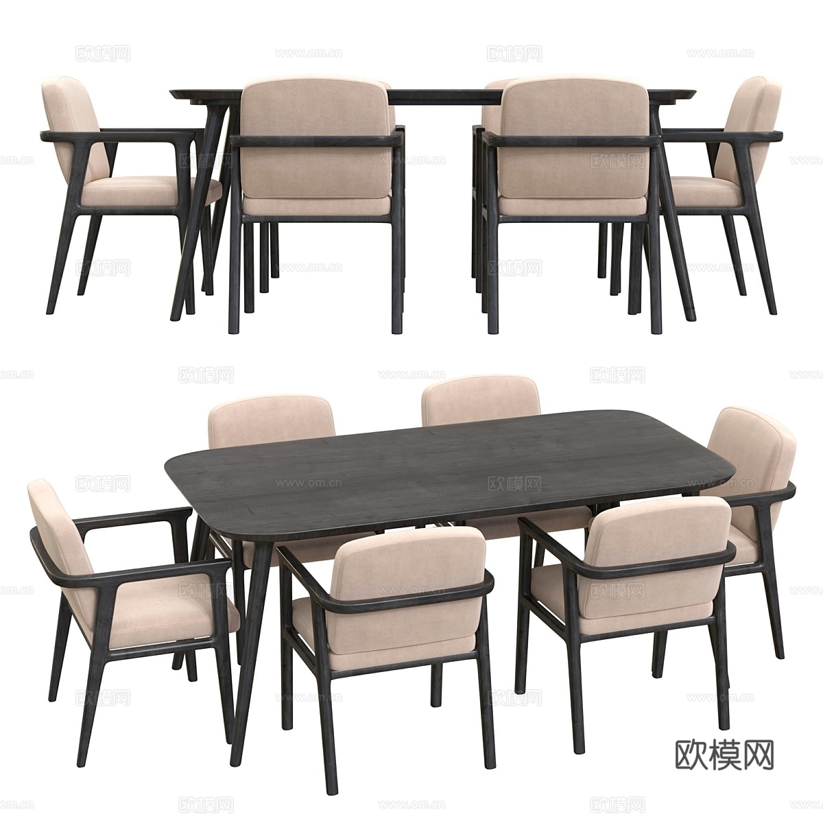 Moooi Zio餐桌与Zio餐椅3d模型下载