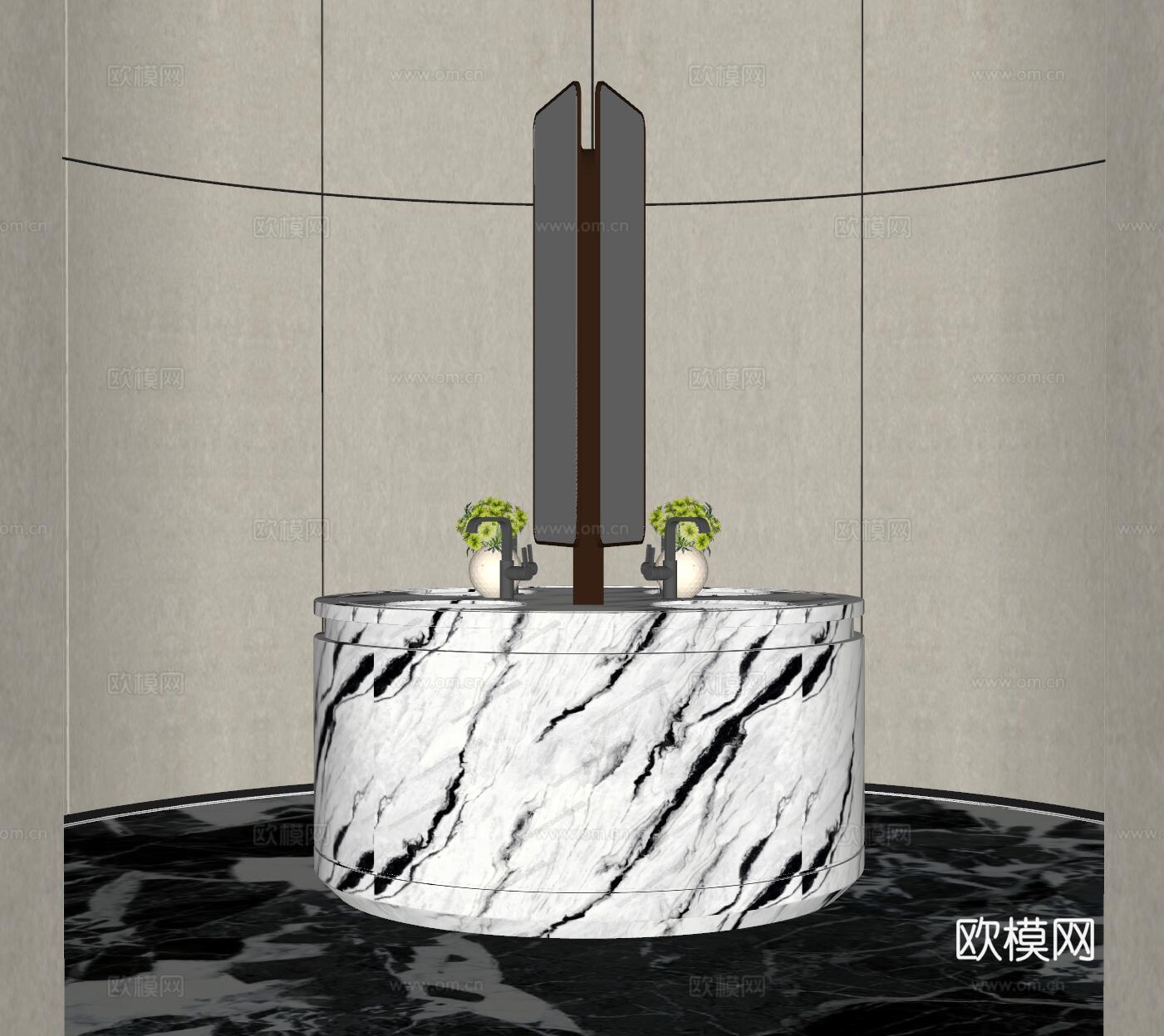 现代公共卫生间 公共卫生间 卫生间洗手台 公区卫生间 商场卫su模型