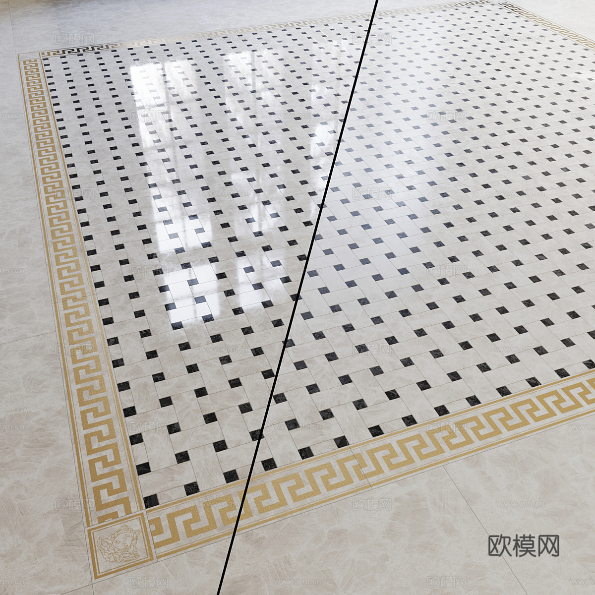 范思哲地砖拼花 回子纹地砖拼花3d模型下载（渲染图3）