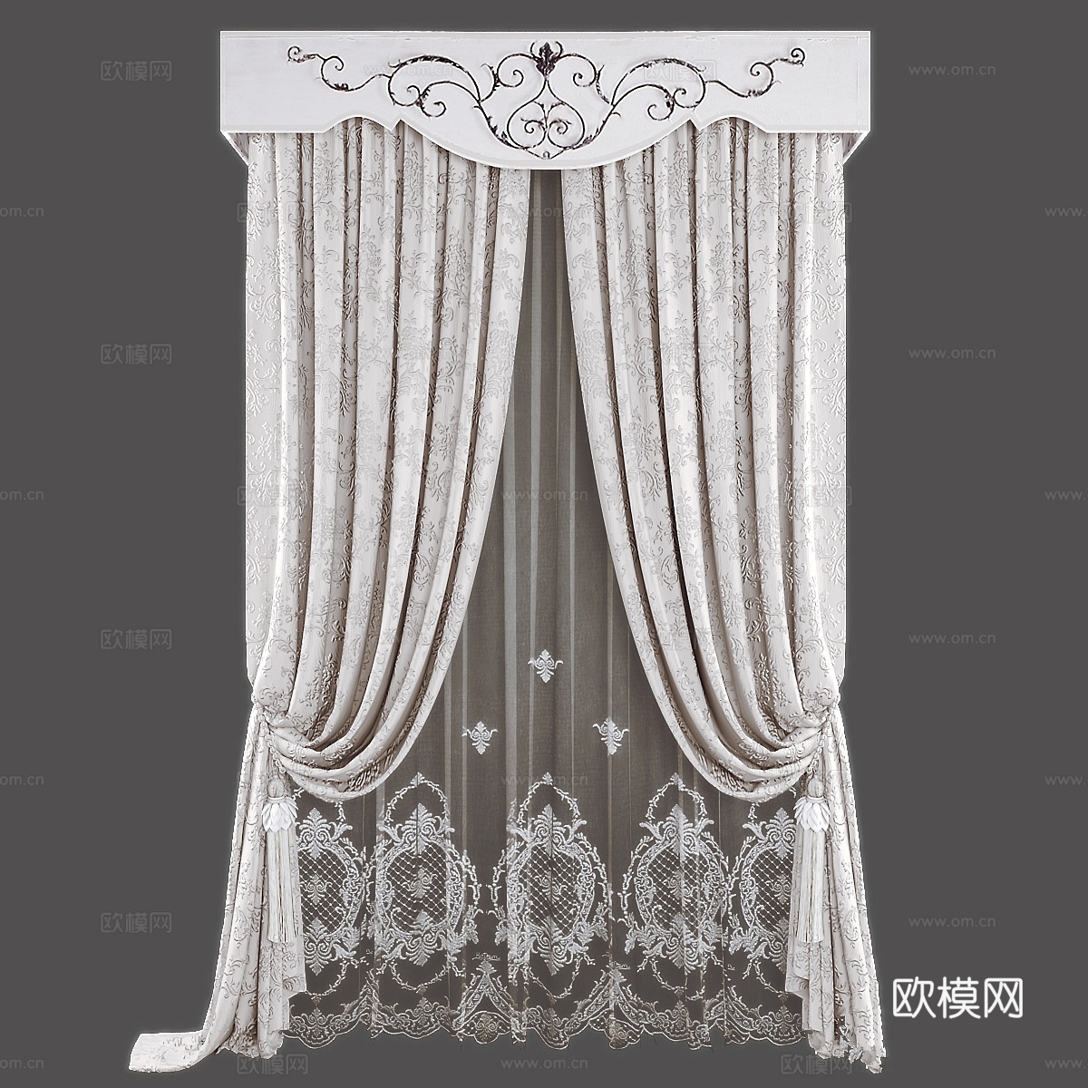 窗帘5463d模型下载
