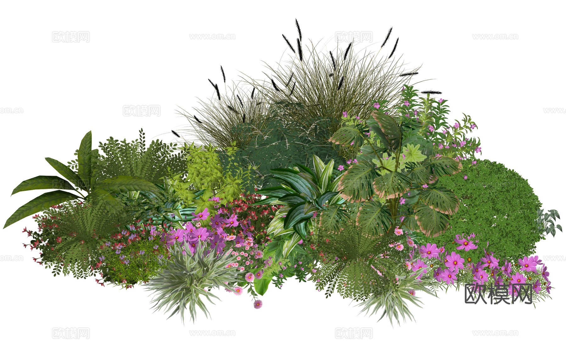 现代庭院植物堆景观组合su模型