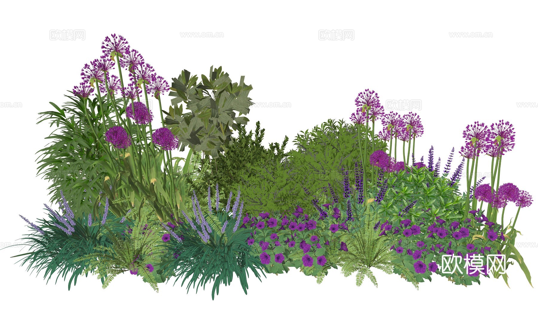 现代庭院植物堆景观组合su模型