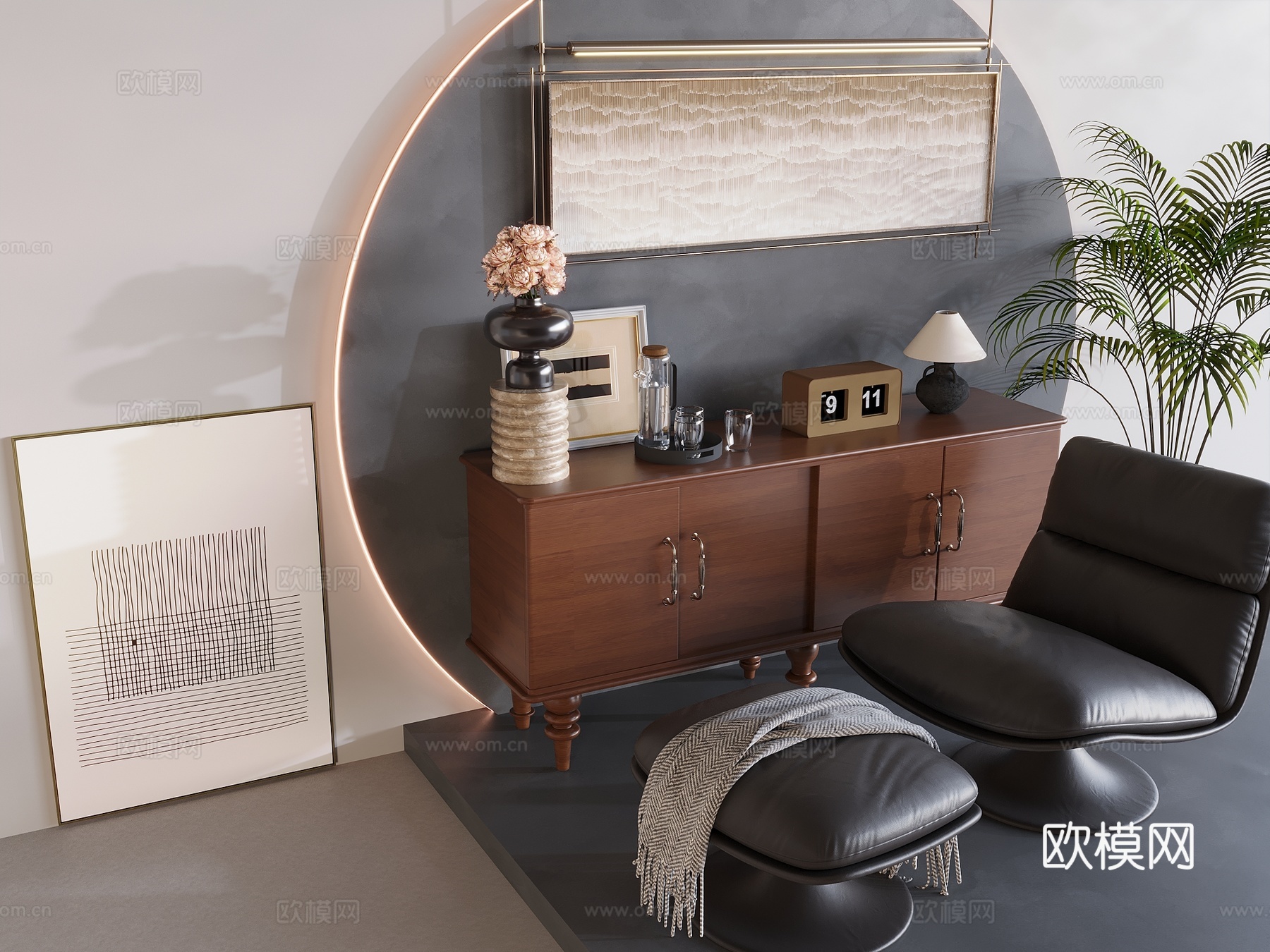 现代极简画 侘寂风油画 书房挂画 办公室挂画 办公室墙饰 新su模型