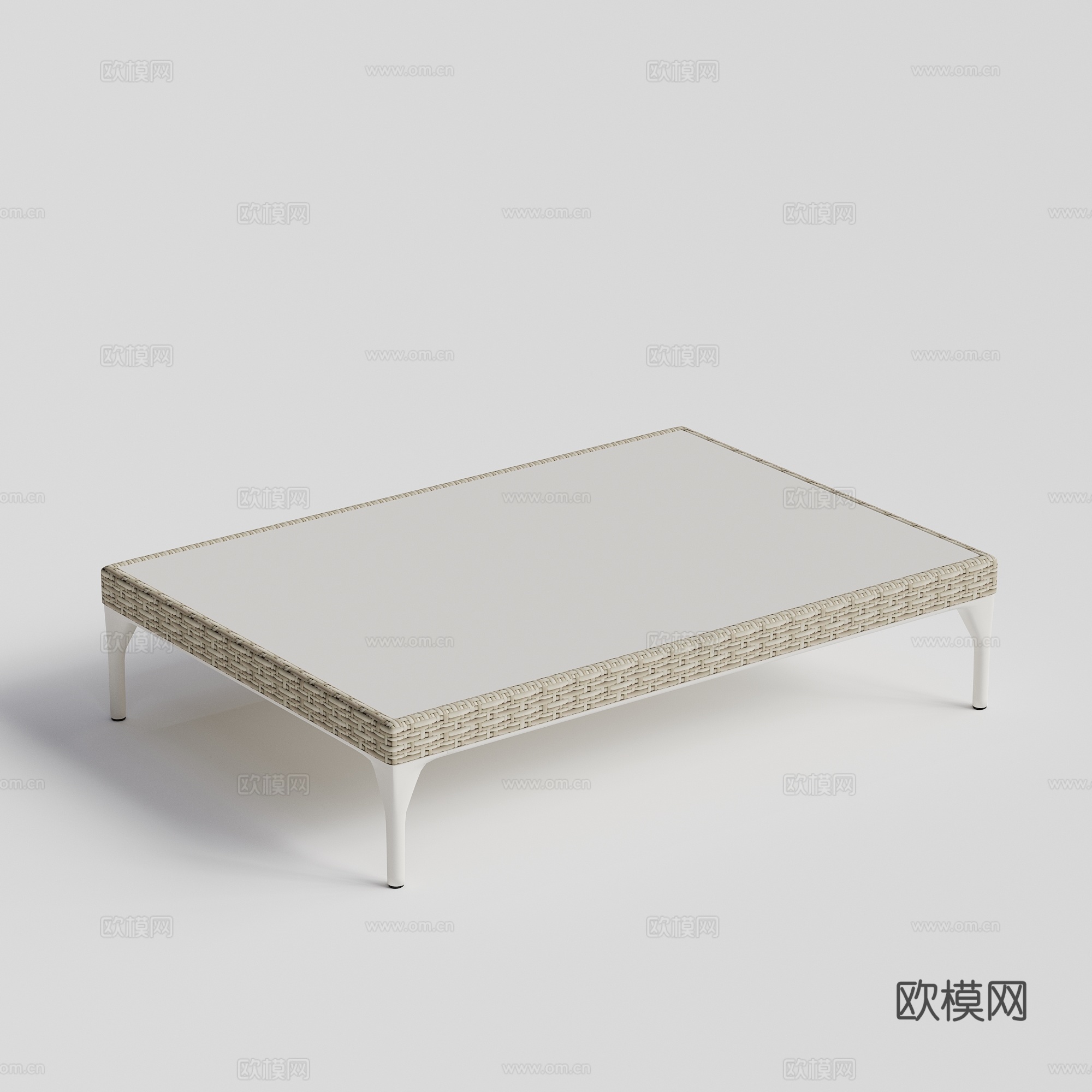 DEDON - 现代户外茶几 长形茶几 藤编茶几su模型