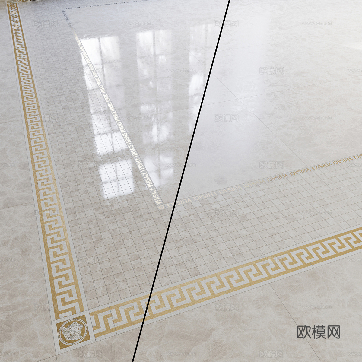 范思哲地砖拼花 回子纹地砖拼花3d模型下载（渲染图1）