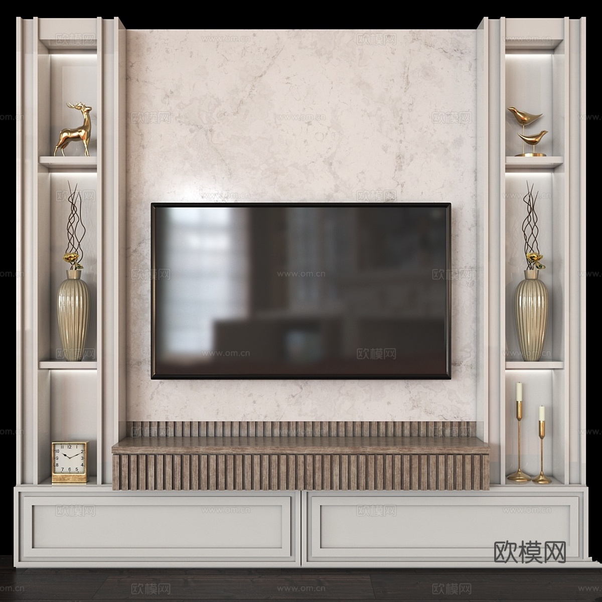 电视墙套装1163d模型下载