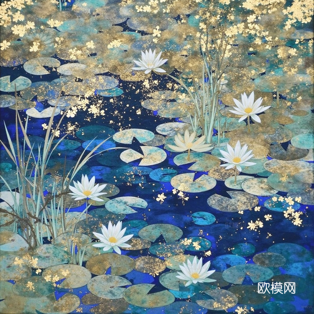 现代荷花装饰挂画