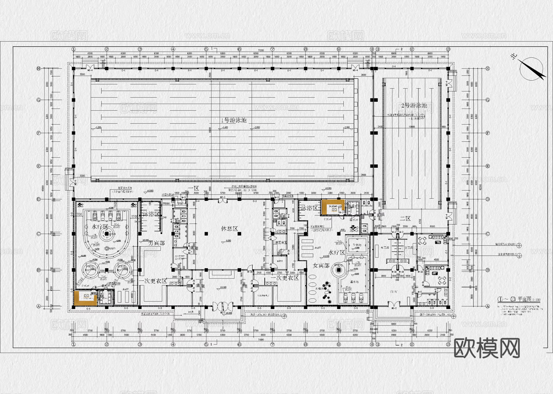 游泳馆 游泳池 室外游泳池 游泳池节点 游泳馆健身会所cad施工图