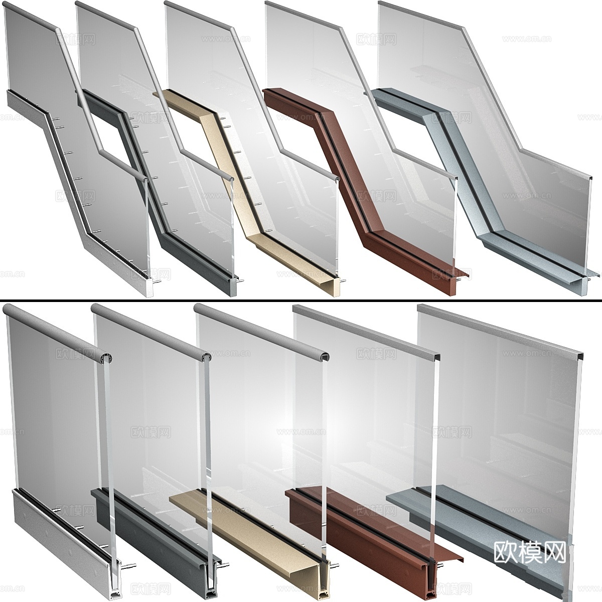 高科技风格玻璃扶手栏杆3d模型下载