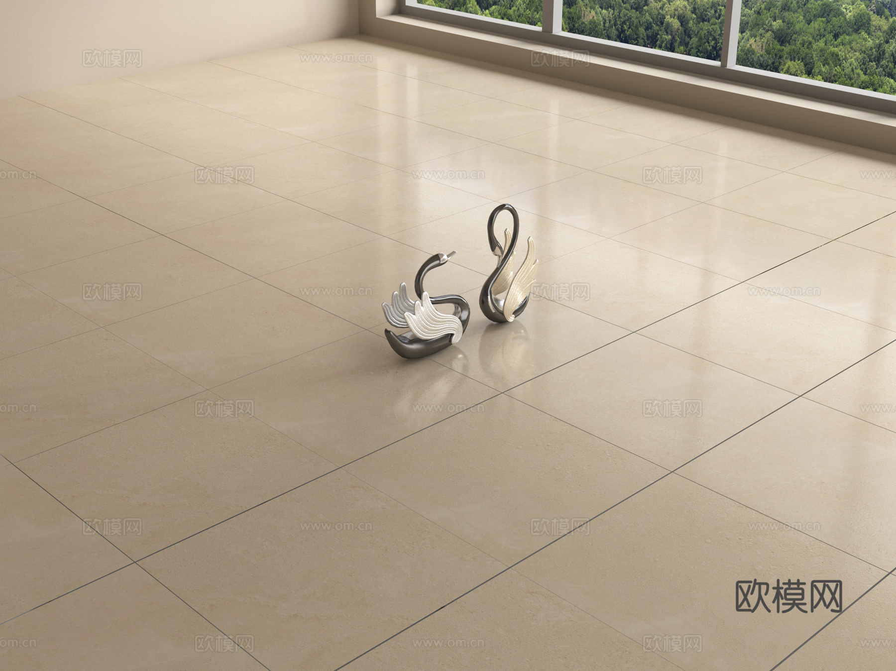 现代地砖 瓷砖 柔光砖su模型