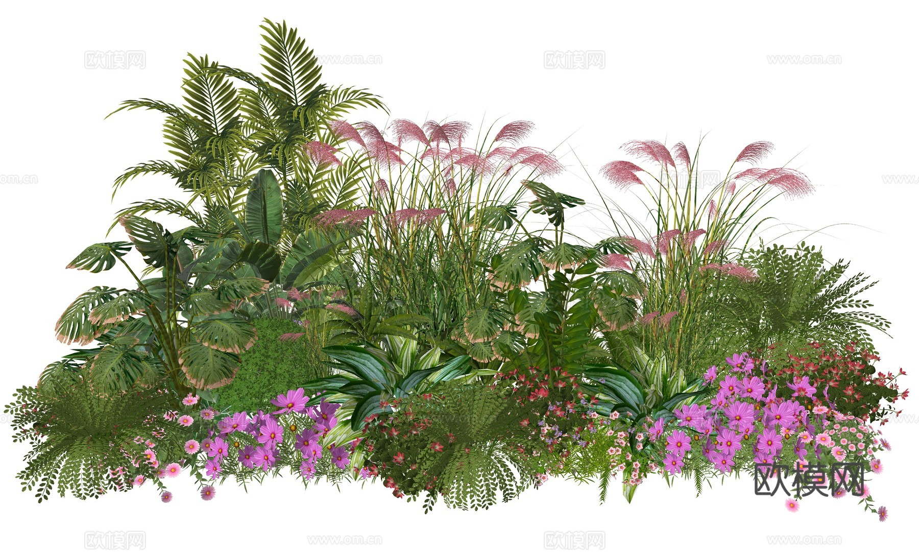 现代庭院植物堆景观组合su模型