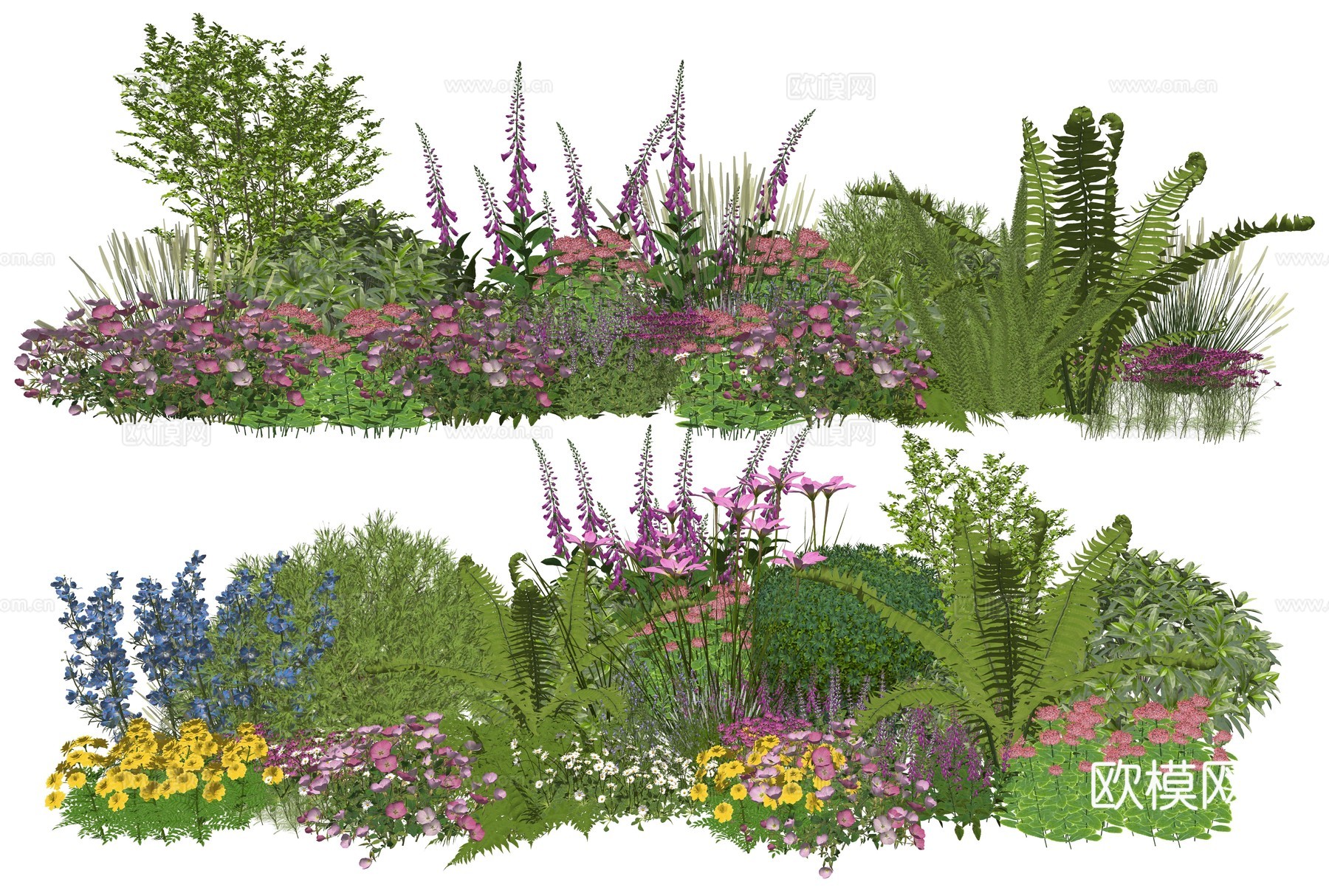 现代庭院植物堆景观组合su模型下载