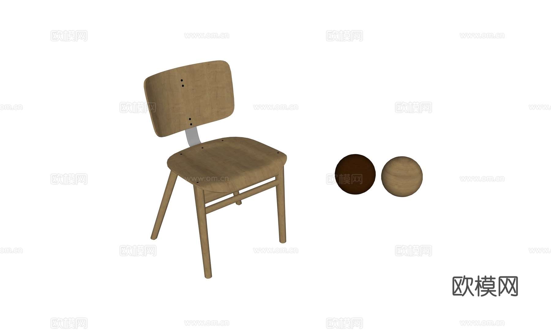 现代原木餐椅单椅su模型
