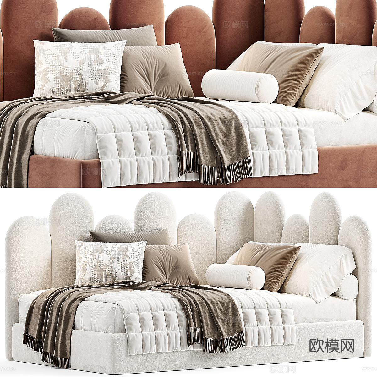 现代奶油风 Mamka 儿童布艺沙发床3d模型下载（渲染图4）