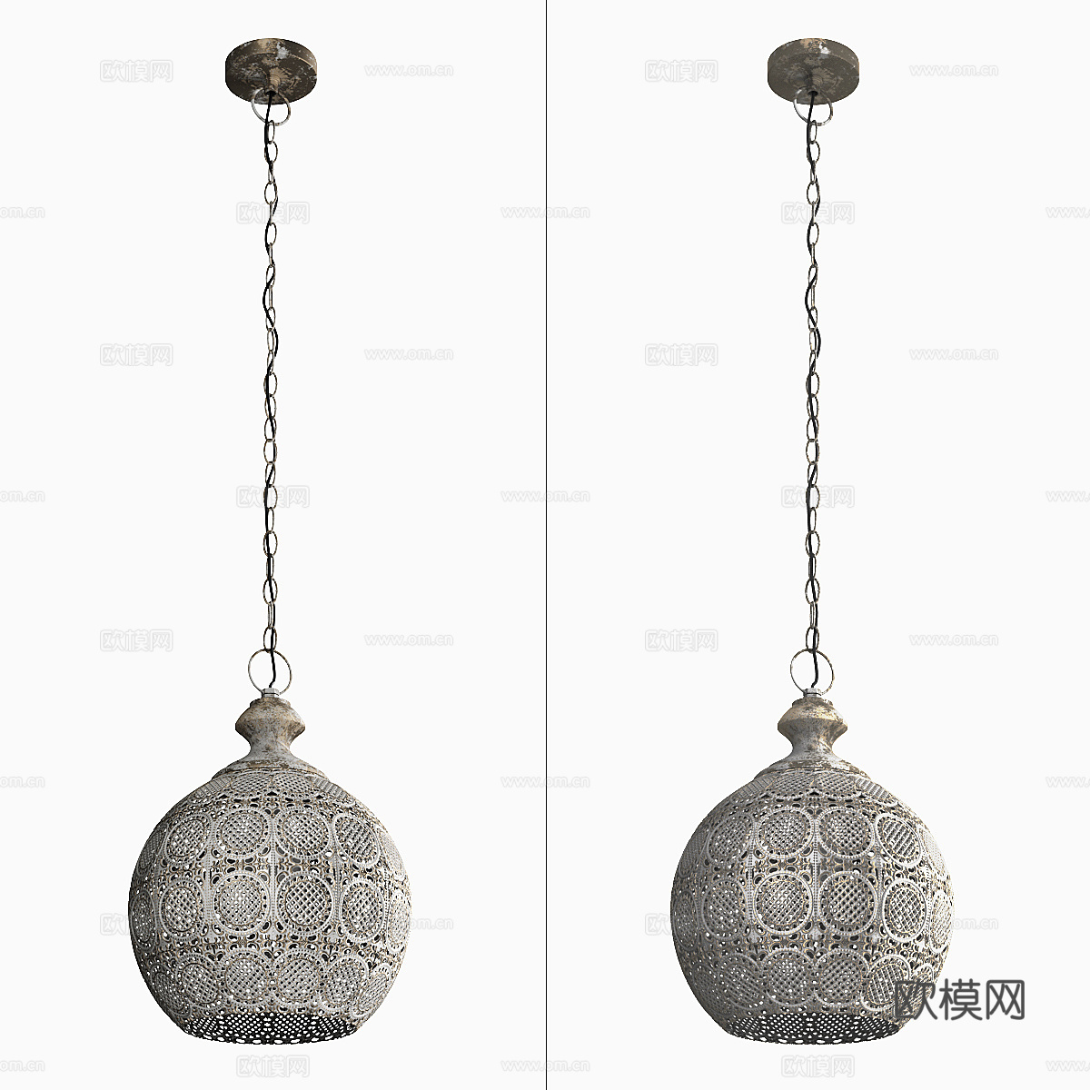 老化金属花丝吊灯3d模型