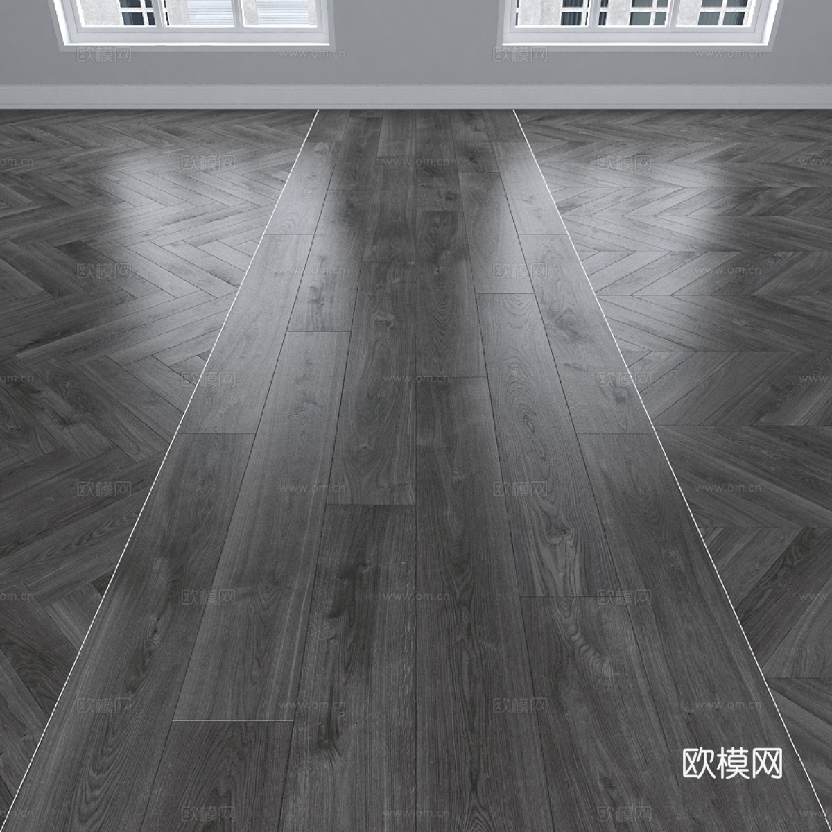 橡木镶板，三种类型：人字形、直线形、V形3d模型下载