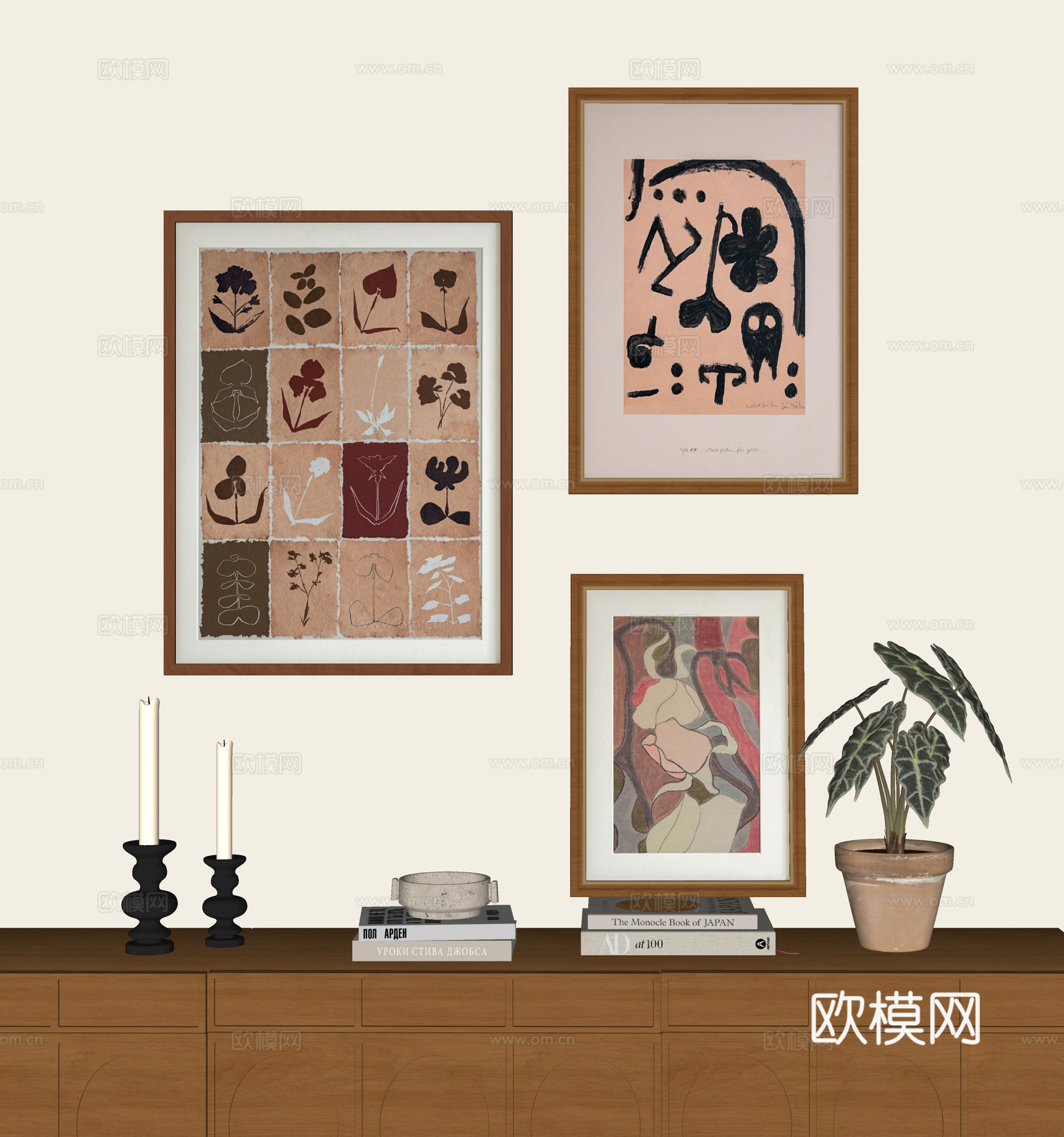 中古风抽象挂画su模型