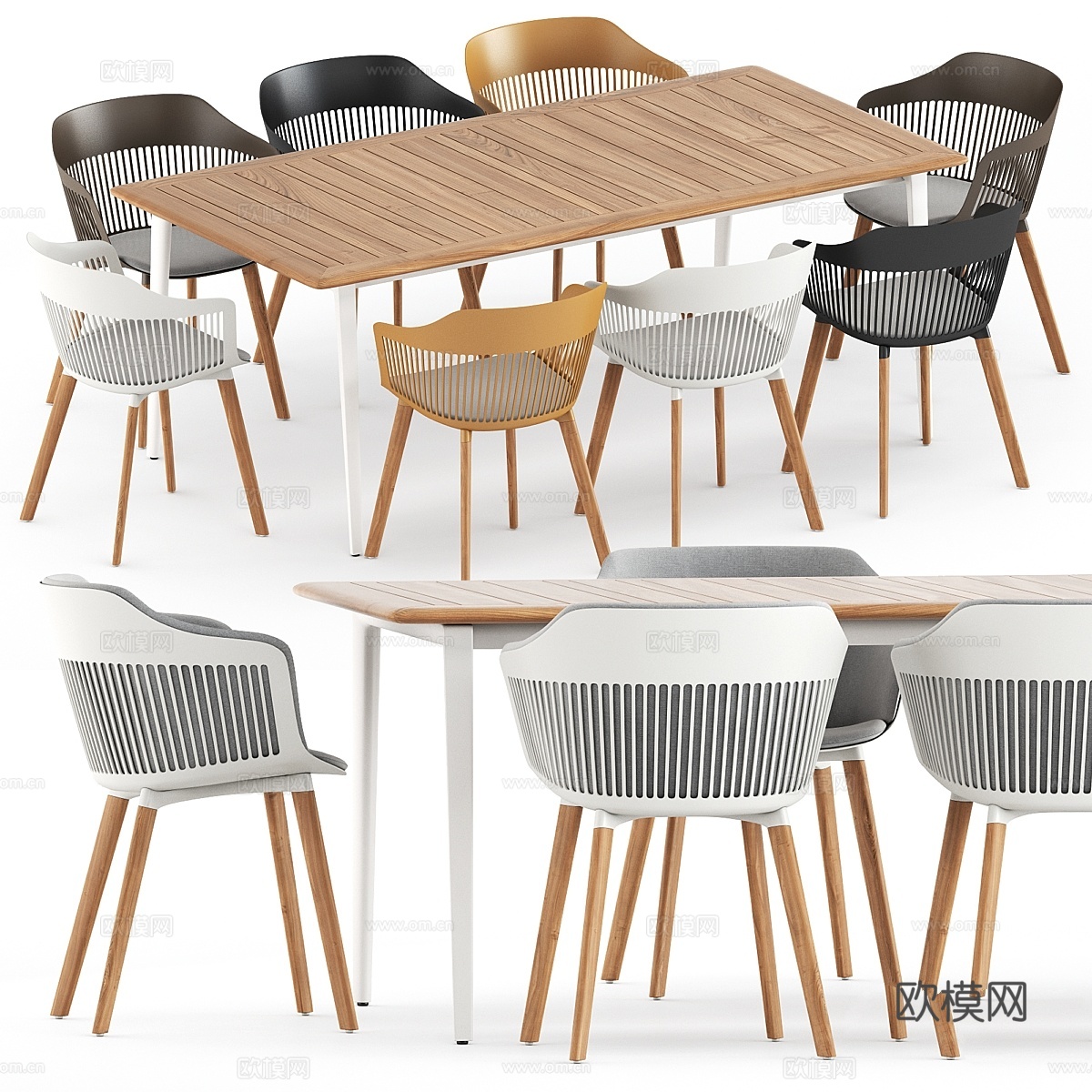 Dedon Aiir扶手椅与WA餐桌3d模型