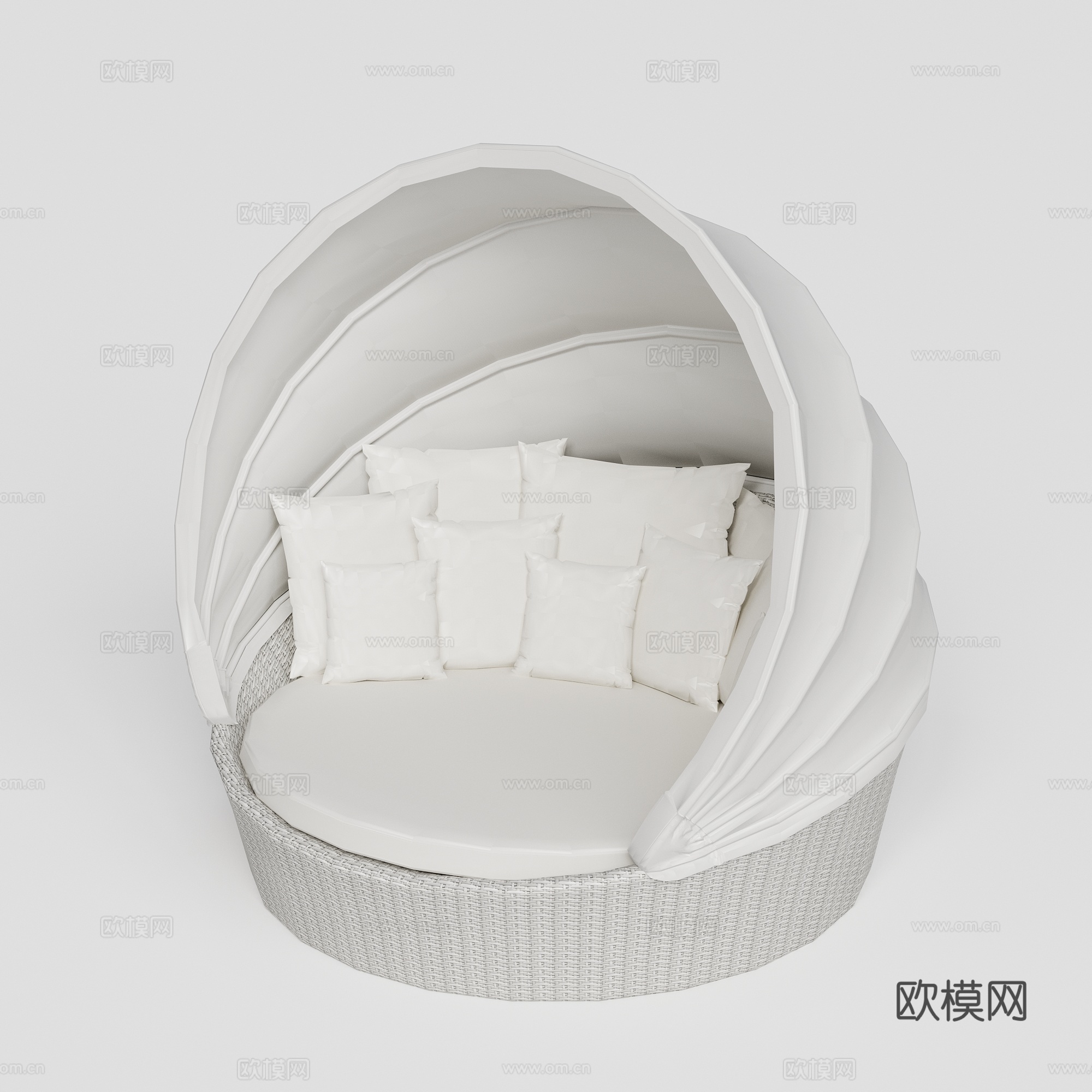 DEDON - 现代户外椅 躺椅 躺床 藤编遮阳躺椅床su模型
