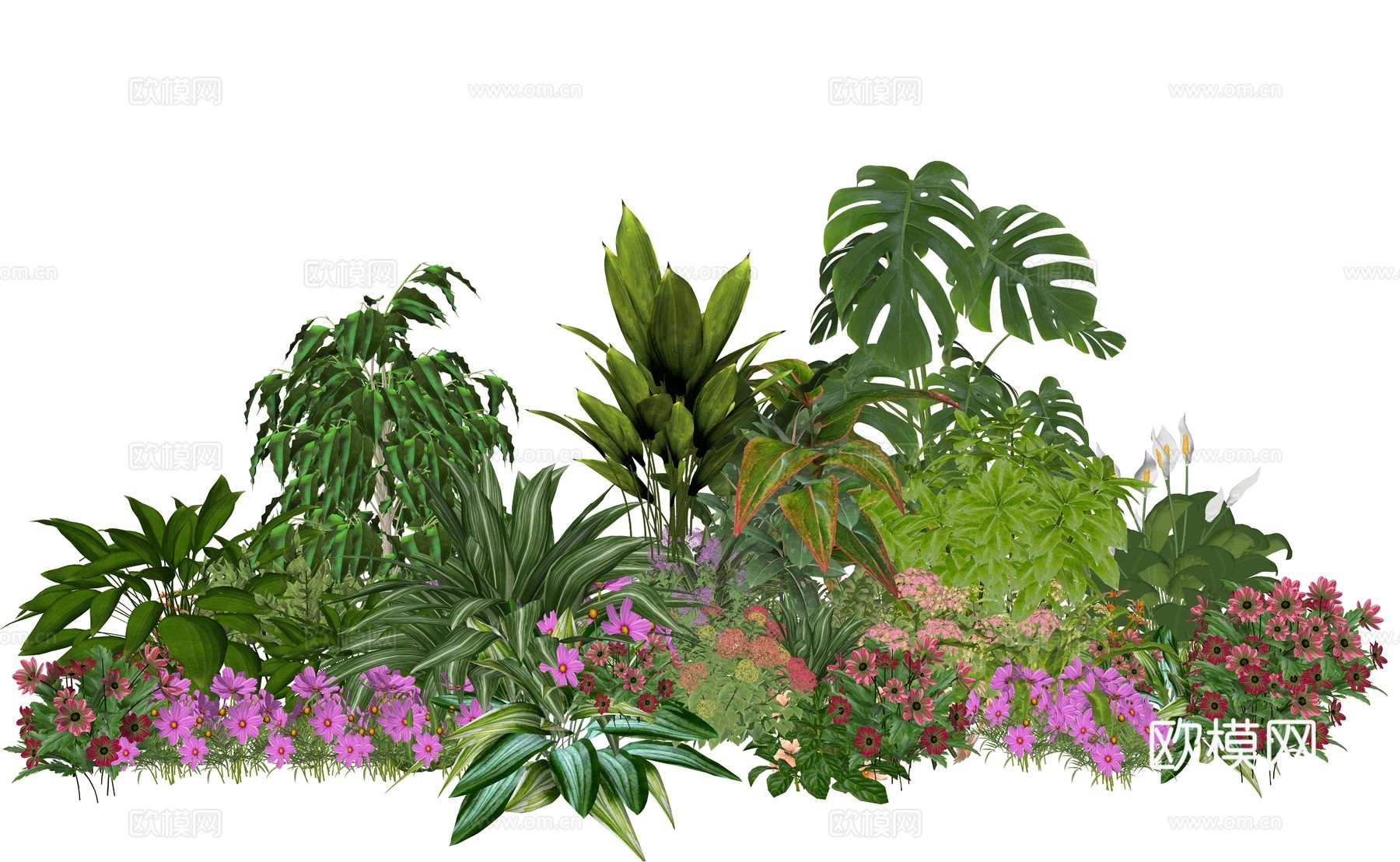 现代庭院植物堆景观组合su模型